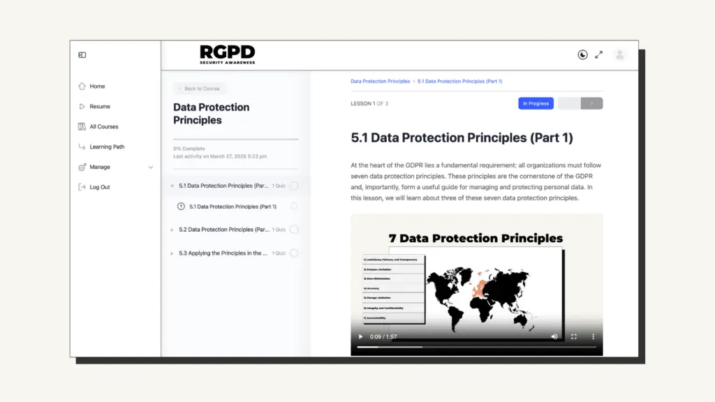 GDPR Awareness Training - Data Protection Principles eLearning