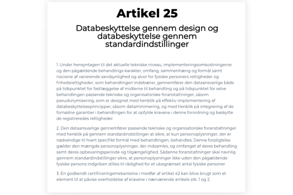 artikel 25 gdpr.dk